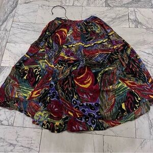 Multicolor Patterned Bohemian draw string Midi Skirt - Women